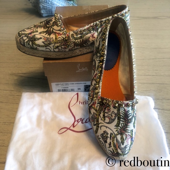 Christian Louboutin Shoes - 🎈SOLD Ares jungle print gold spike espadrilles